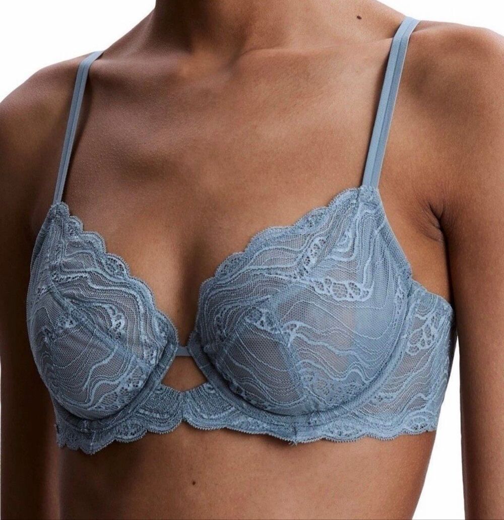Calvin Klein NWT size 36D Sensual Stretch Lace Unlined Full Coverage Bra Lead Bl